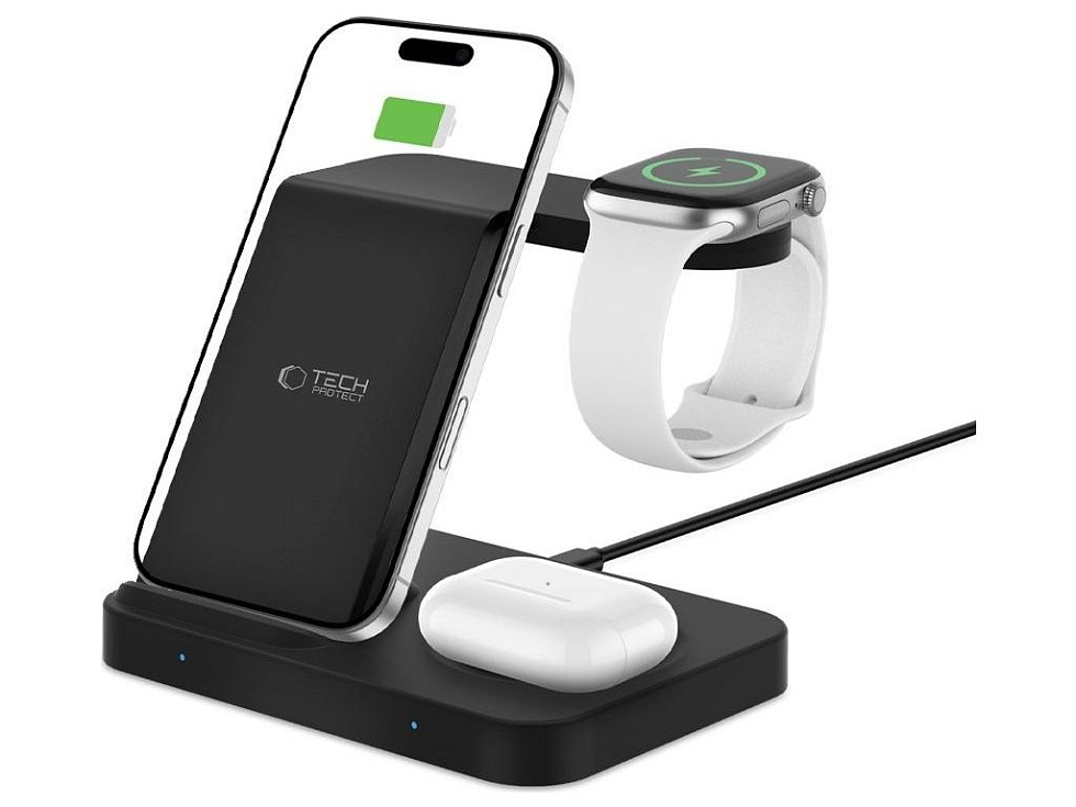 Bezdrátová nabíječka pro iPhone, Apple Watch a AirPods - Tech-Protect, QI15W-A37 Wireless Charger