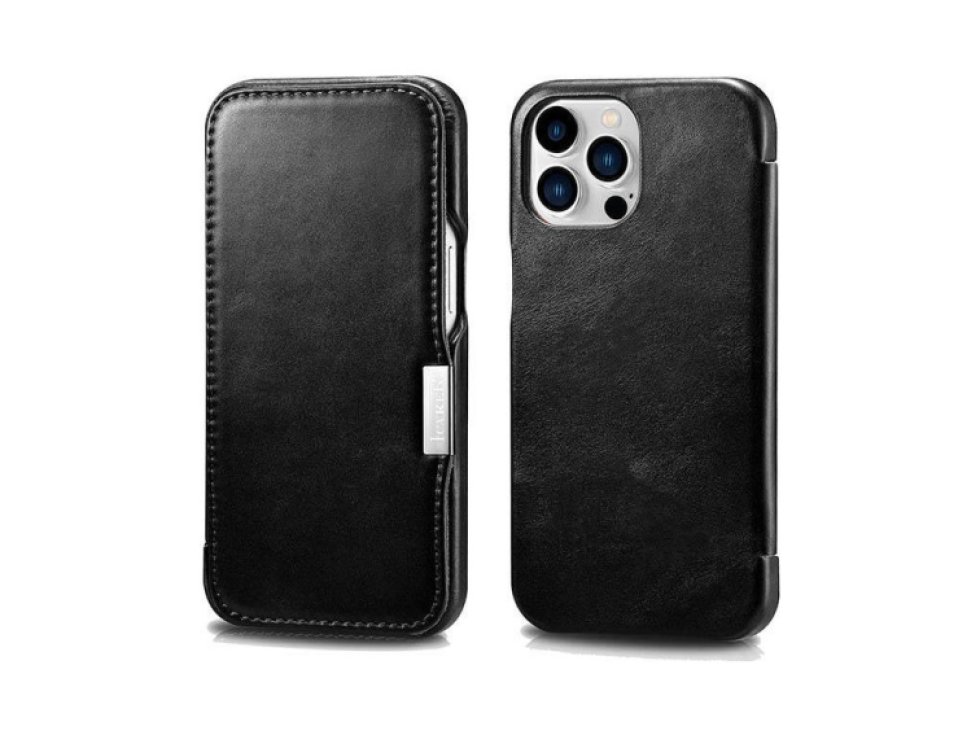 Knížkové pouzdro pro iPhone 13 Pro - iCarer, Vintage Black 01.21.RIX1307-BK