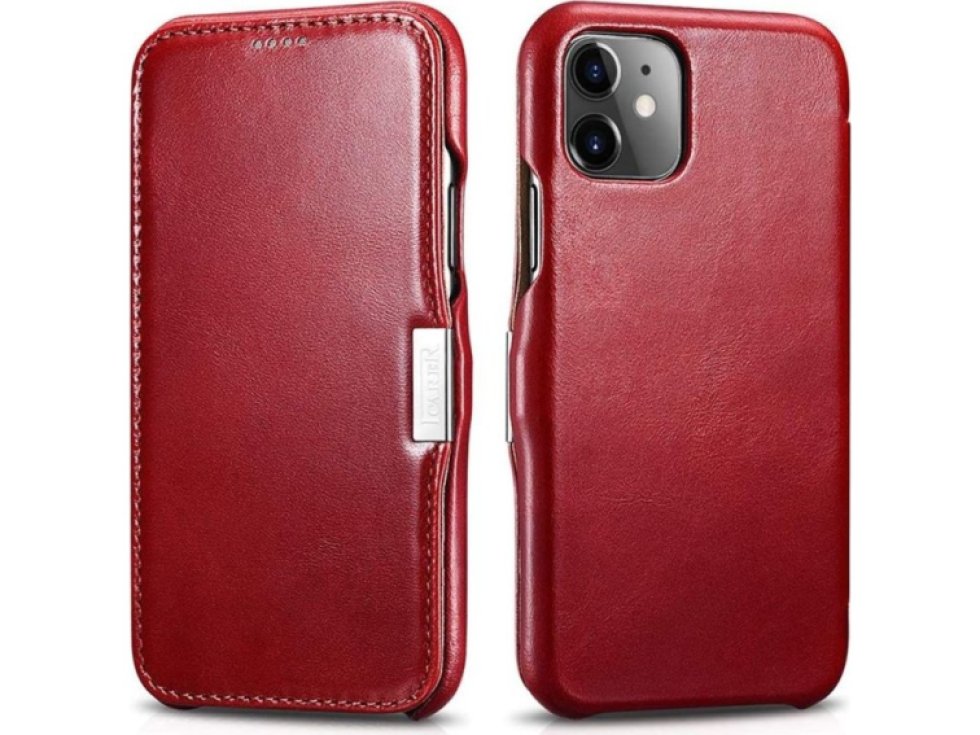 Knížkové pouzdro pro iPhone 11 - iCarer, Vintage Red 01.19.RIX1108-RD