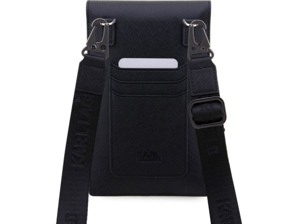 Univerzální pouzdro / taška s kapsou na mobil - Karl Lagerfeld, Metal Logo NFT Wallet Black KLWBSAKCPMK