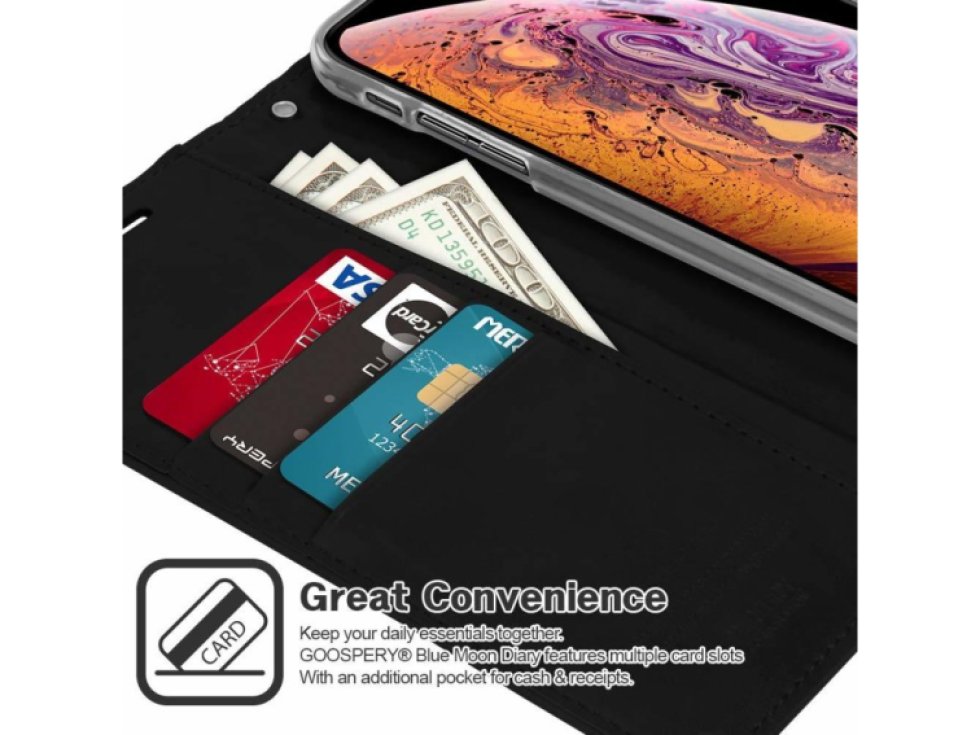 Pouzdro / kryt pro iPhone XS MAX - Mercury, Bluemoon Diary Black