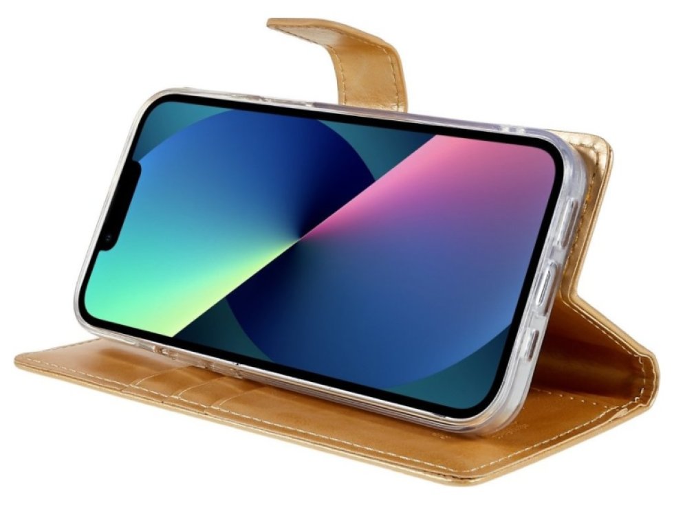 Ochranné pouzdro pro iPhone 14 - Mercury, Bluemoon Diary Gold
