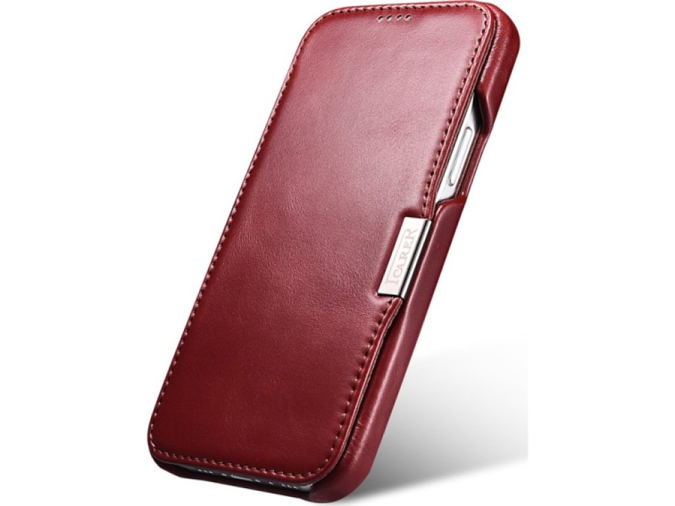 Knížkové pouzdro pro iPhone 12 mini - iCarer, Vintage Red 01.20.RIX1209-RD