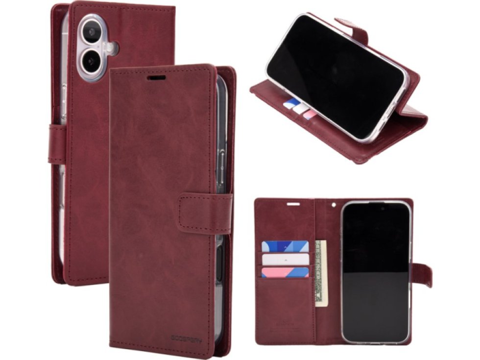 Ochranné pouzdro na iPhone 16 PLUS - Mercury, Bluemoon Diary Wine