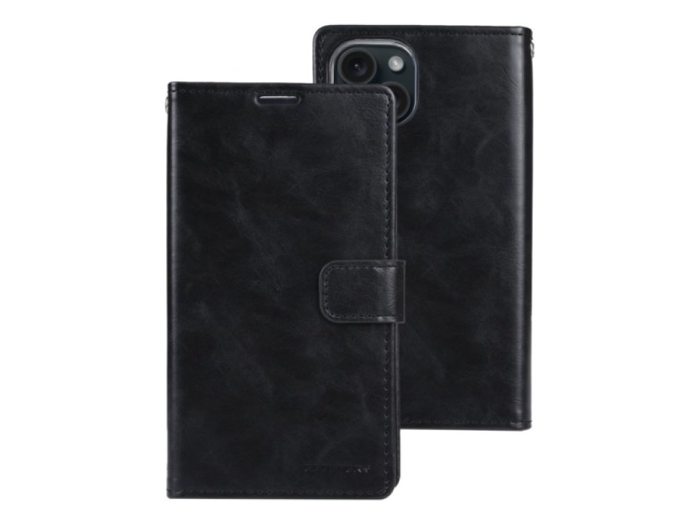 Ochranné pouzdro na iPhone 15 - Mercury, Bluemoon Diary Black