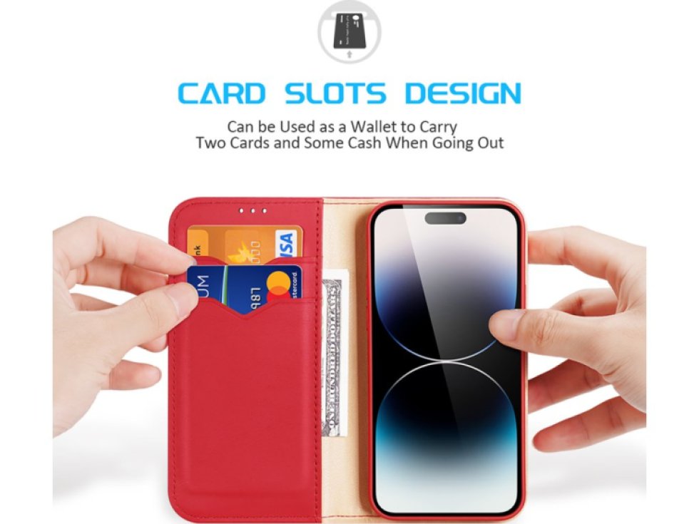 Knížkové pouzdro na iPhone 14 Pro - DuxDucis, Hivo Red