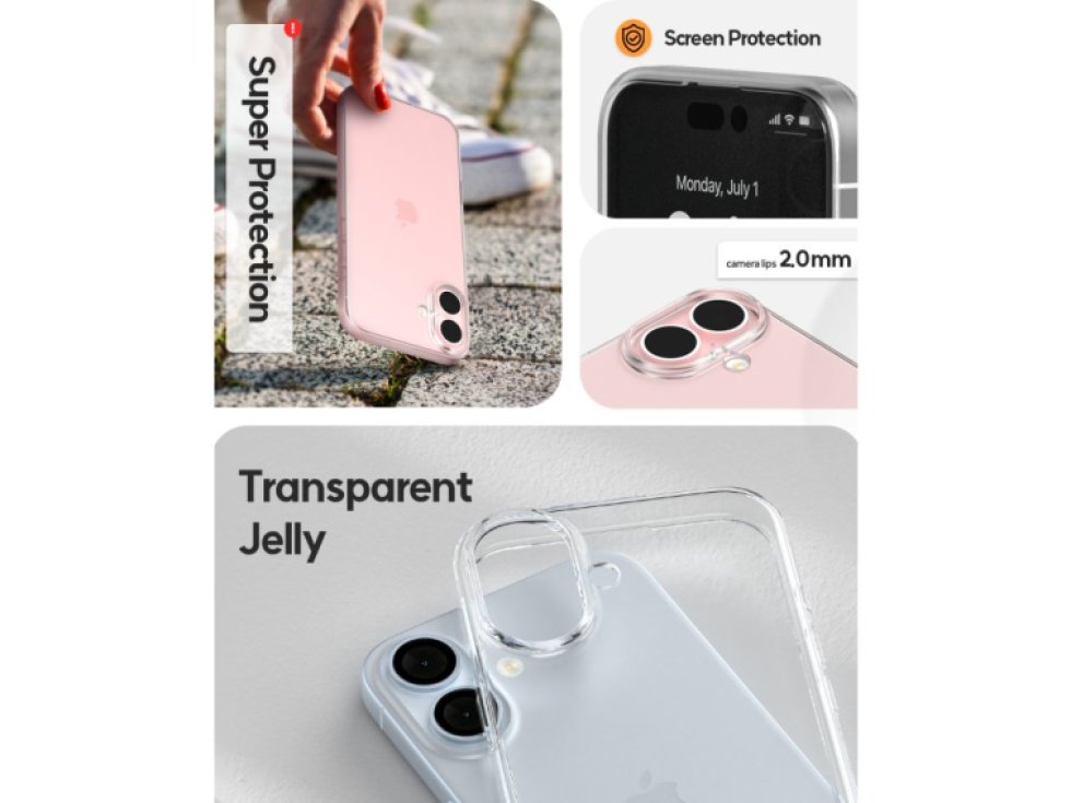 Ochranný kryt na iPhone 16 PLUS - Mercury, Jelly Transparent