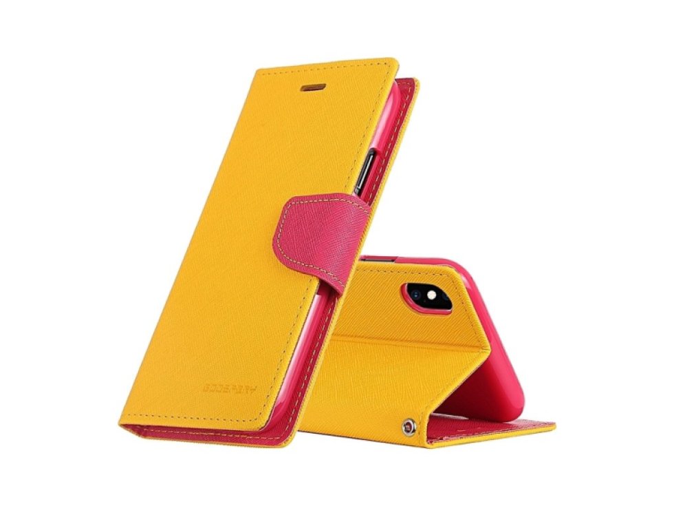 Pouzdro / kryt pro iPhone XS MAX - Mercury, Fancy Diary Yellow/HotPink