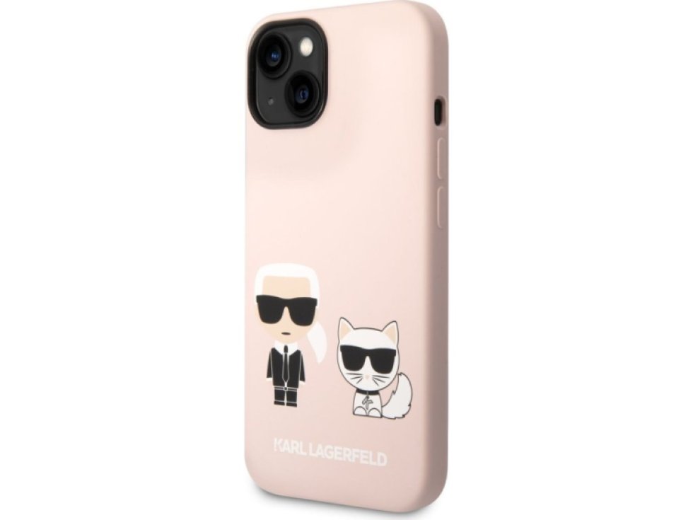 Ochranný kryt pro iPhone 14 PLUS - Karl Lagerfeld, Liquid Silicone Karl and Choupette Pink KLHCP14MSSKCI