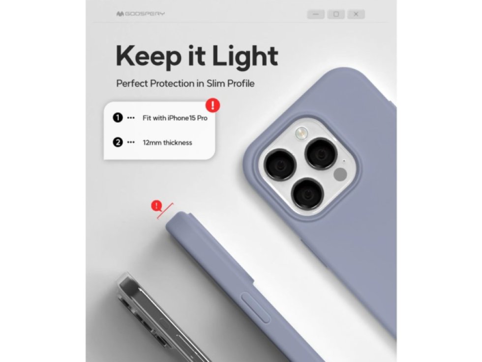 Ochranný kryt na iPhone 15 Pro - Mercury, Silicone Lavender Gray