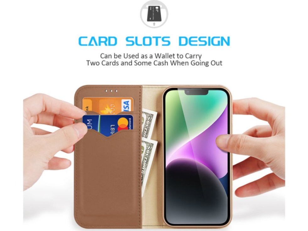 Knížkové pouzdro na iPhone 14 PLUS - DuxDucis, Hivo Brown