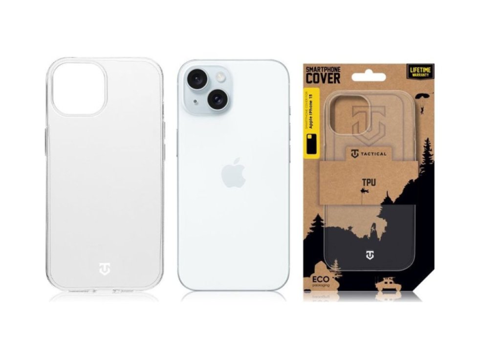 Ochranný kryt pro iPhone 15 - Tactical, TPU Transparent