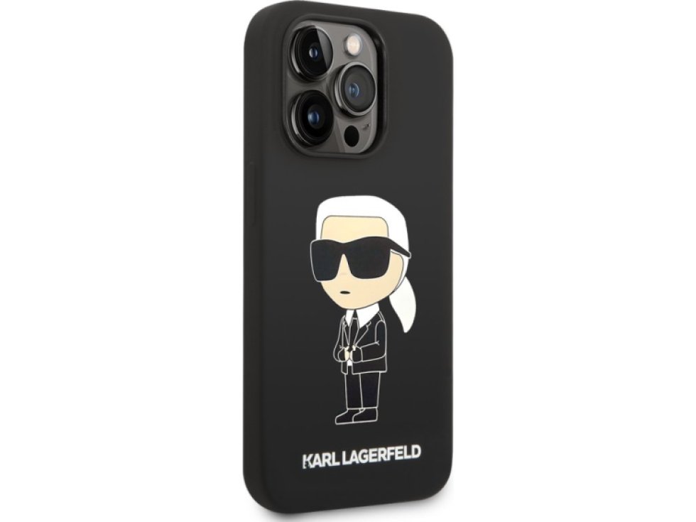 Ochranný kryt na iPhone 15 Pro - Karl Lagerfeld, Liquid Silicone Karl and Choupette Heads Black KLHCP15LSDHKCNK