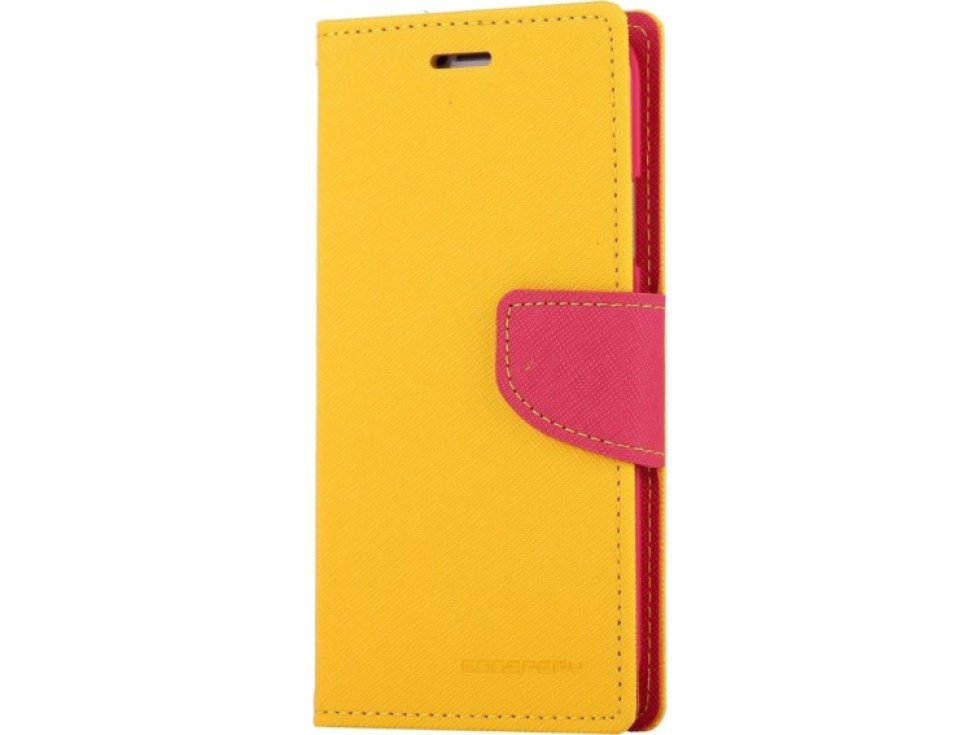 Pouzdro / kryt pro iPhone XS / X - Mercury, Fancy Diary YELLOW/HOTPINK