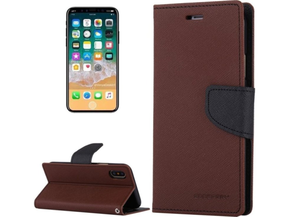 Pouzdro / kryt pro iPhone XS / X - Mercury, Fancy Diary BROWN/BLACK