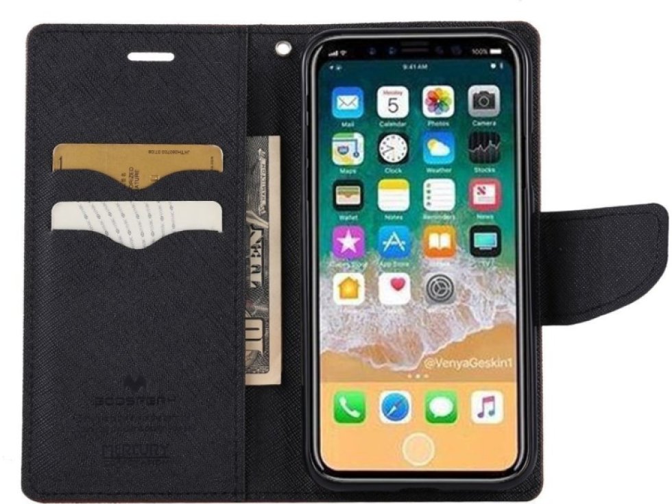 Pouzdro / kryt pro iPhone XS / X - Mercury, Fancy Diary BROWN/BLACK