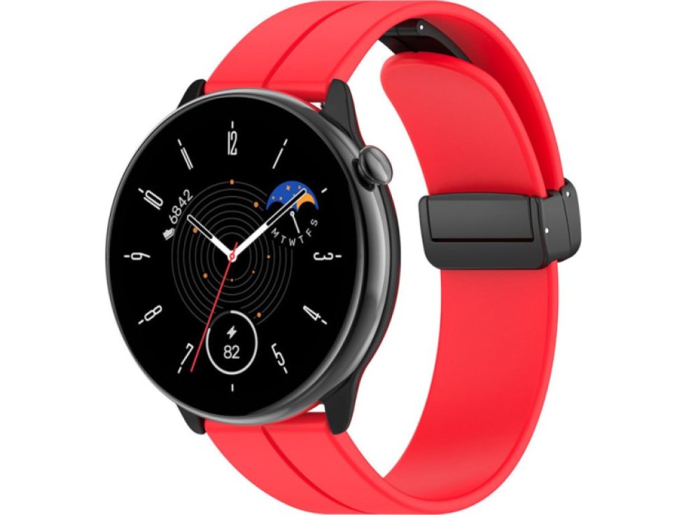 Jednobarevný řemínek s přezkou pro chytré hodinky - Červený