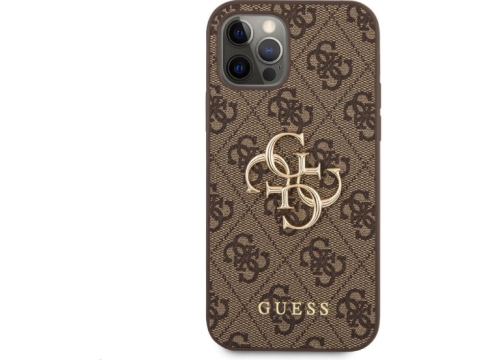 Ochranný kryt pro iPhone 12 / 12 Pro - Guess, 4G Logo Back Brown GUHCP12M4GMGBR