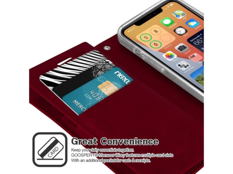 Knížkové pouzdro na iPhone 12 mini - Mercury, Mansoor Diary Wine