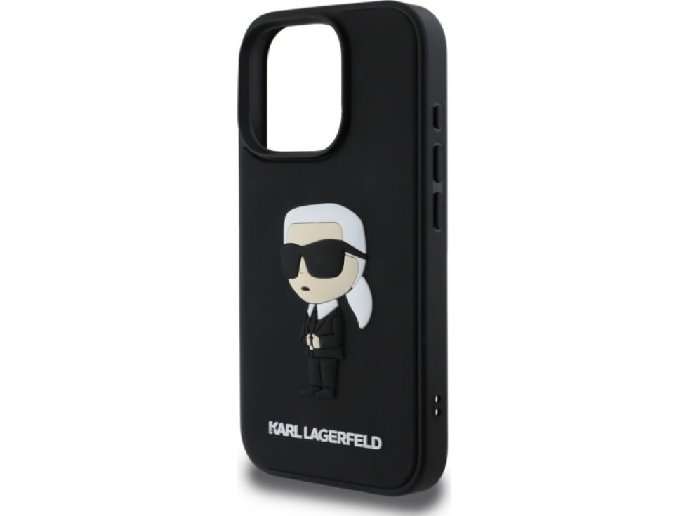 Ochranný kryt na iPhone 16 Pro MAX - Karl Lagerfeld, 3D Rubber Ikonik Black KLHCP16X3DRKINK