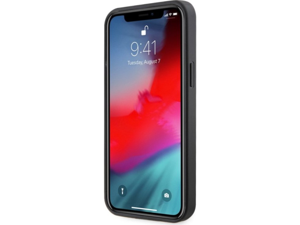 Ochranný kryt pro iPhone 12 Pro MAX - Guess, Rhinestones Triangle Metal Logo Black GUHCP12LHDGTPK