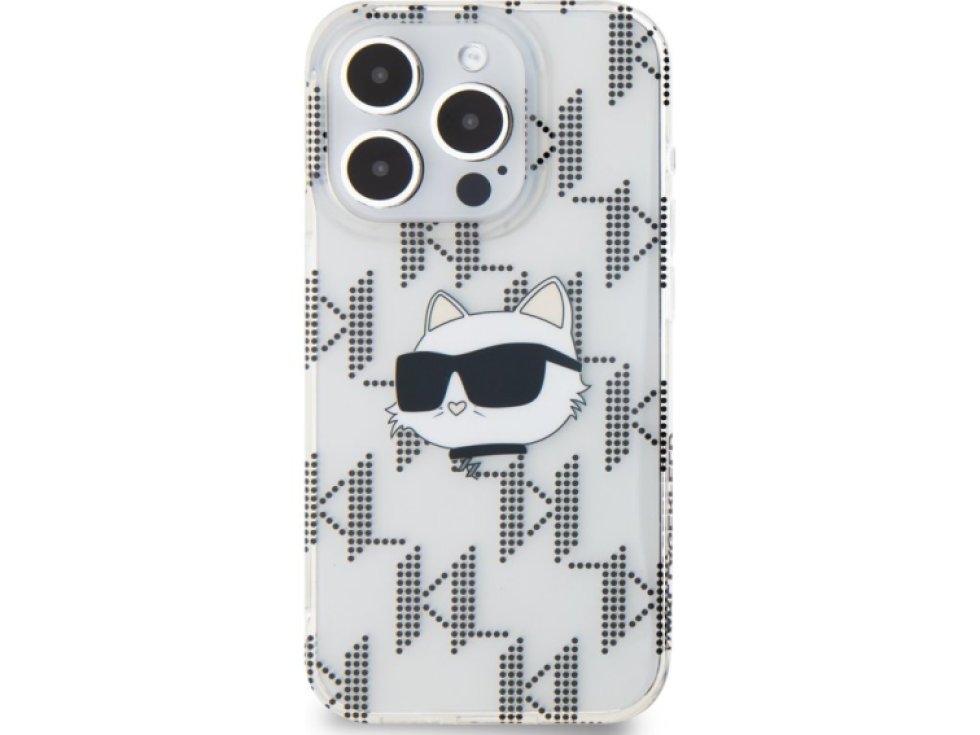 Ochranný kryt na iPhone 15 Pro MAX - Karl Lagerfeld, IML Electroplated Choupette Head Transparent KLHCP15XHKLPCHT