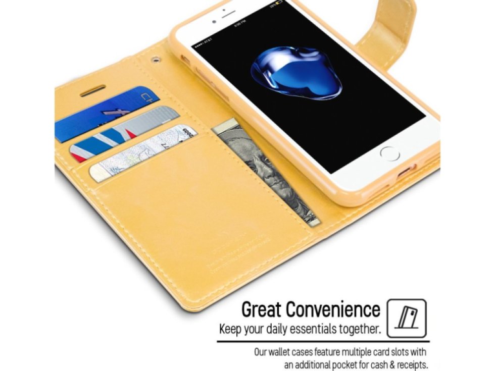 Pouzdro / kryt pro iPhone 7 Plus / 8 Plus - Mercury, Bluemoon Diary Gold