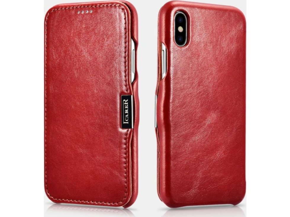 Knížkové pouzdro pro iPhone XS / X - iCarer, Vintage Red 01.15.RIX15-RD