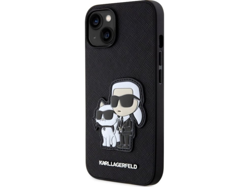 Ochranný kryt pro iPhone 13 - Karl Lagerfeld, Saffiano Karl and Choupette NFT Black KLHCP13MSANKCPK