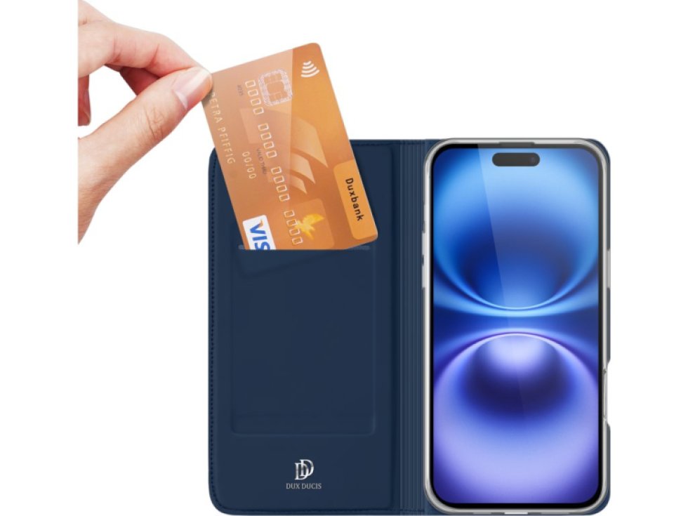 Knížkové pouzdro na iPhone 16 PLUS - DuxDucis, SkinPro Blue