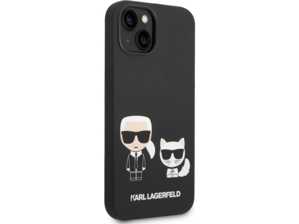 Ochranný kryt pro iPhone 14 PLUS - Karl Lagerfeld, Liquid Silicone Karl and Choupette Black KLHCP14MSSKCK
