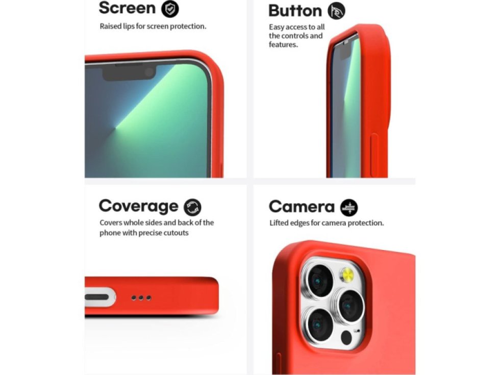 Ochranný kryt pro iPhone 13 Pro - Mercury, Silicone Red