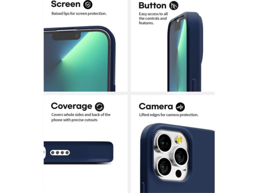 Ochranný kryt pro iPhone 13 Pro - Mercury, Soft Feeling Midnight Blue