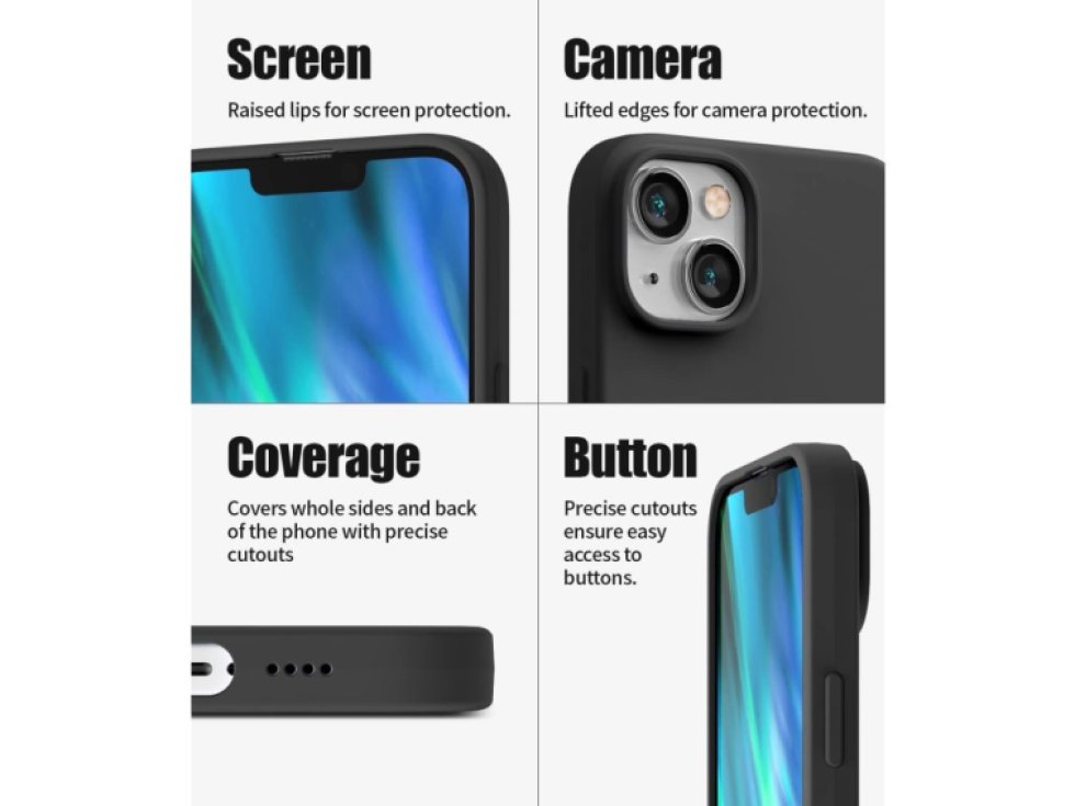 Ochranný kryt pro iPhone 14 PLUS - Mercury, Silicone Black