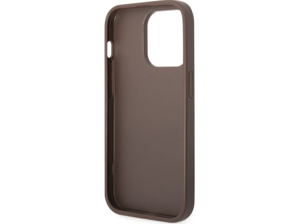 Ochranný kryt pro iPhone 14 Pro MAX - Guess, 4G Stripe Back Brown GUHCP14XG4GLBR