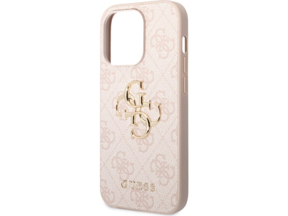 Ochranný kryt na iPhone 15 Pro - Guess, 4G Metal Logo Pink GUHCP15L4GMGPI