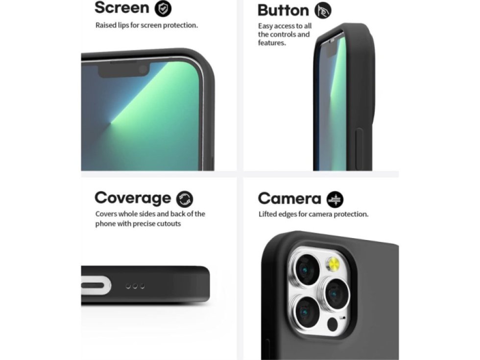 Ochranný kryt pro iPhone 13 Pro - Mercury, Silicone Black