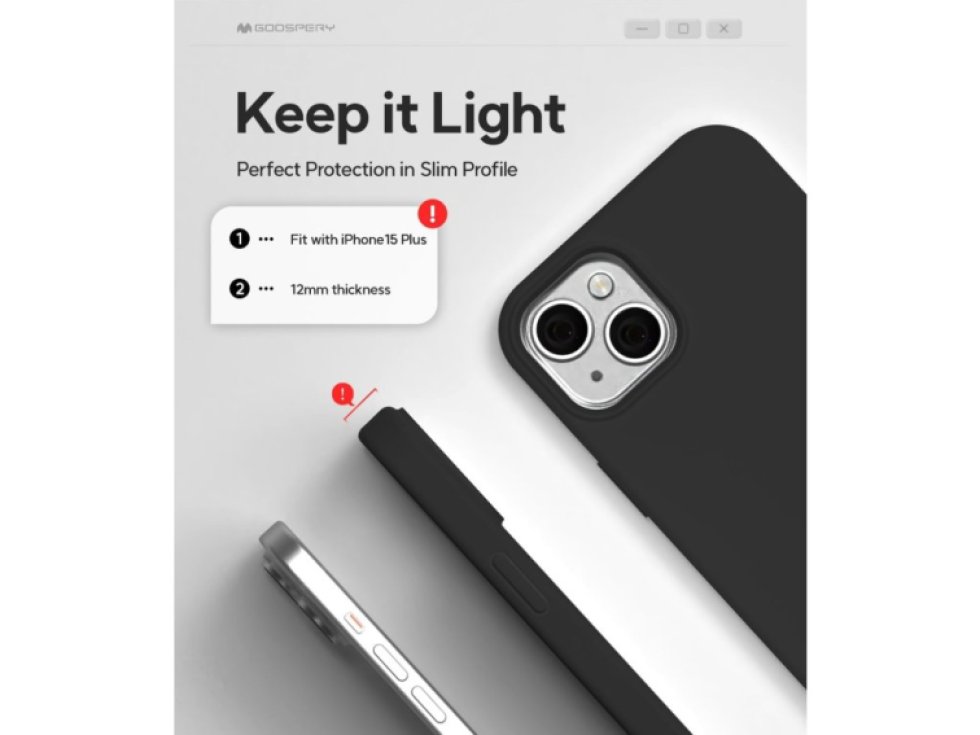 Ochranný kryt na iPhone 15 PLUS - Mercury, Silicone Black