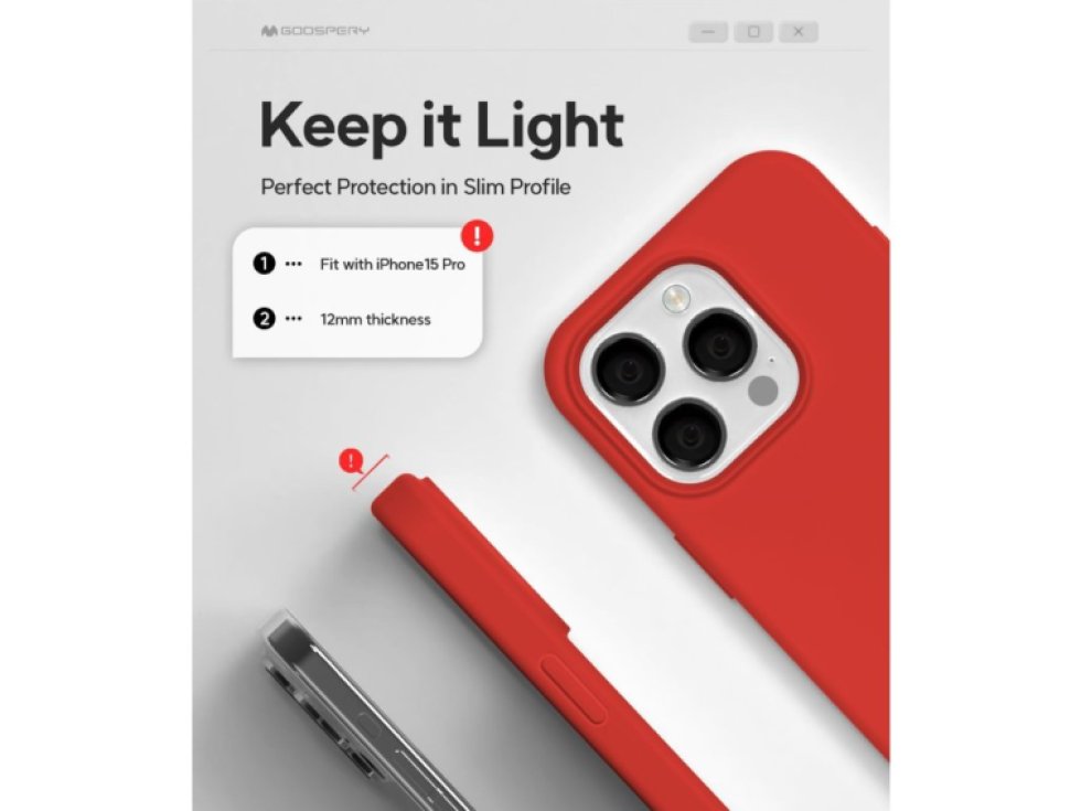 Ochranný kryt na iPhone 15 Pro - Mercury, Silicone Red