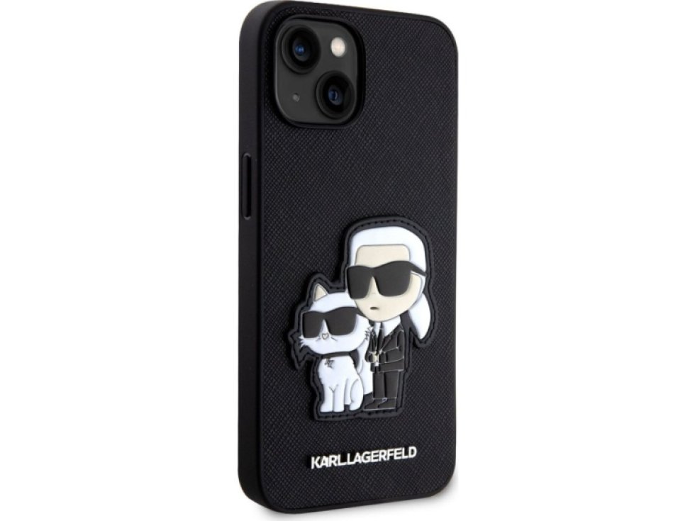 Ochranný kryt pro iPhone 13 - Karl Lagerfeld, Saffiano Karl and Choupette NFT Black KLHCP13MSANKCPK
