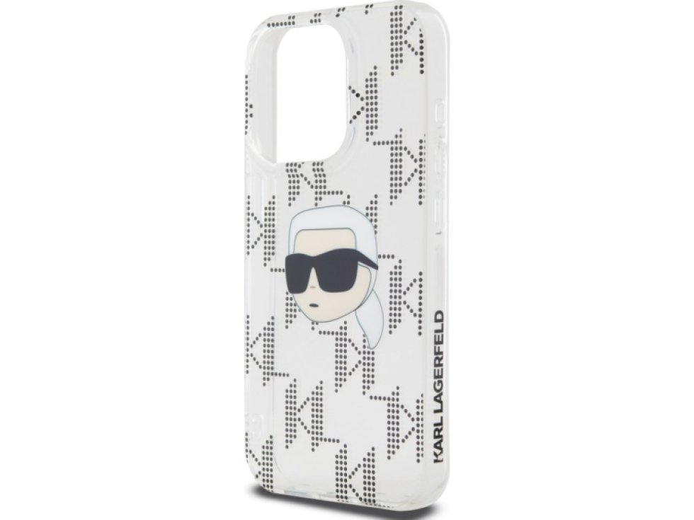 Ochranný kryt na iPhone 15 Pro - Karl Lagerfeld, IML Electroplated Karl Head Transparent KLHCP15LHKLPKHT