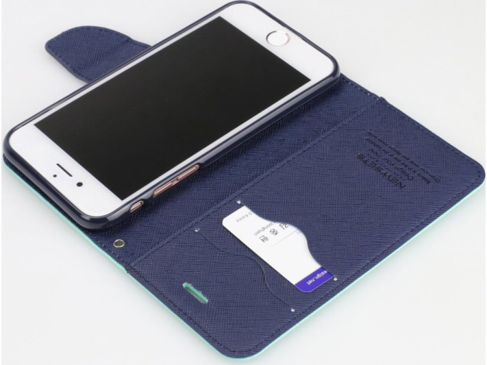 Pouzdro / kryt pro iPhone 7 Plus / 8 Plus - Mercury, Fancy Diary MINT/NAVY