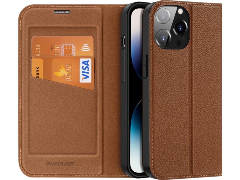 Knížkové pouzdro pro iPhone 14 Pro MAX - DuxDucis, SkinX2 Brown