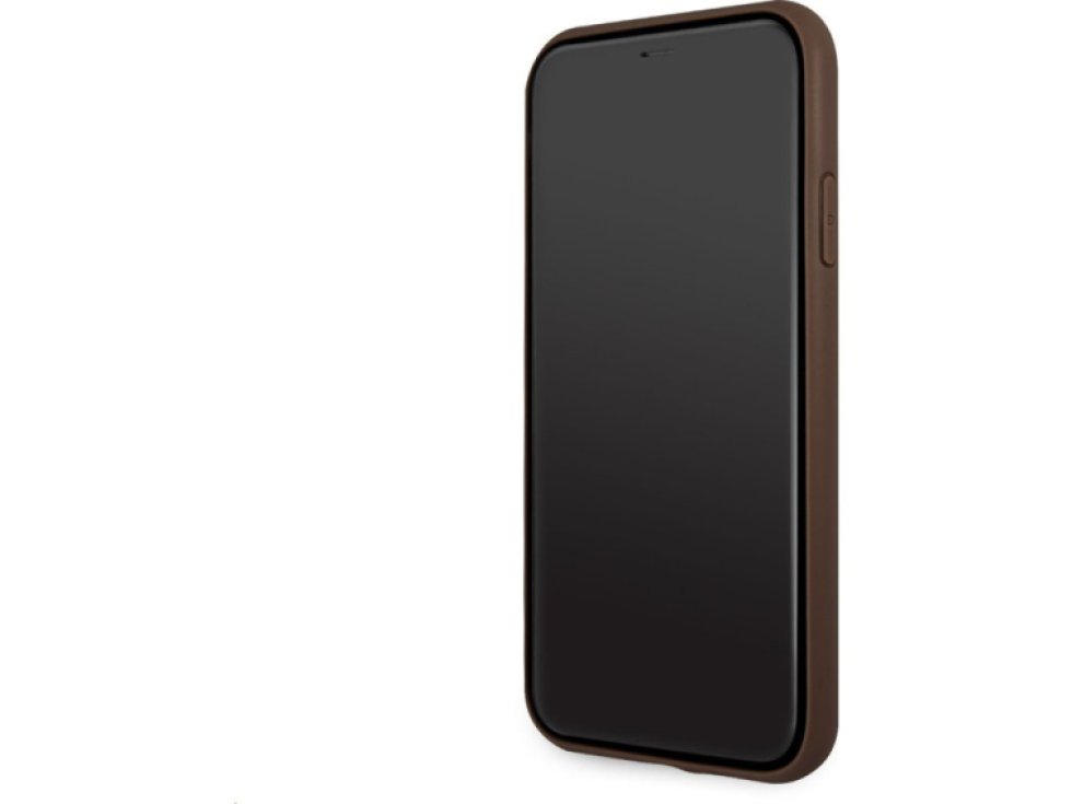 Ochranný kryt na iPhone 11 - Guess, 4G Logo Back Brown GUHCN614GMGBR