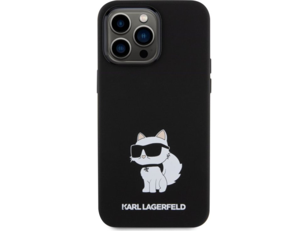 Ochranný kryt na iPhone 15 Pro MAX - Karl Lagerfeld, Liquid Silicone Choupette NFT Black KLHCP15XSNCHBCK