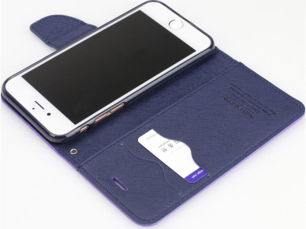Pouzdro / kryt pro iPhone 7 Plus / 8 Plus - Mercury, Fancy Diary PURPLE/NAVY