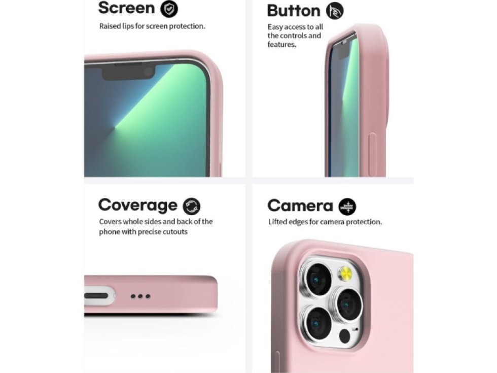 Ochranný kryt pro iPhone 13 Pro - Mercury, Silicone Pink Sand