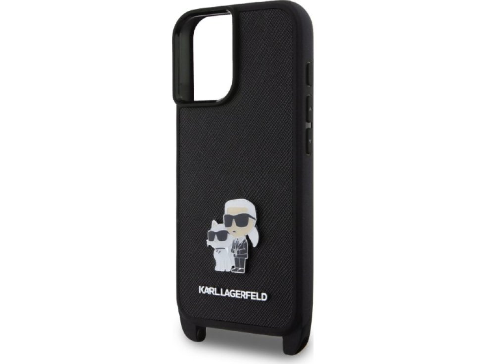 Ochranný kryt na iPhone 16 PLUS - Karl Lagerfeld, Saffiano Crossbody Karl and Choupette Black KLHCP16MSAKCPBK