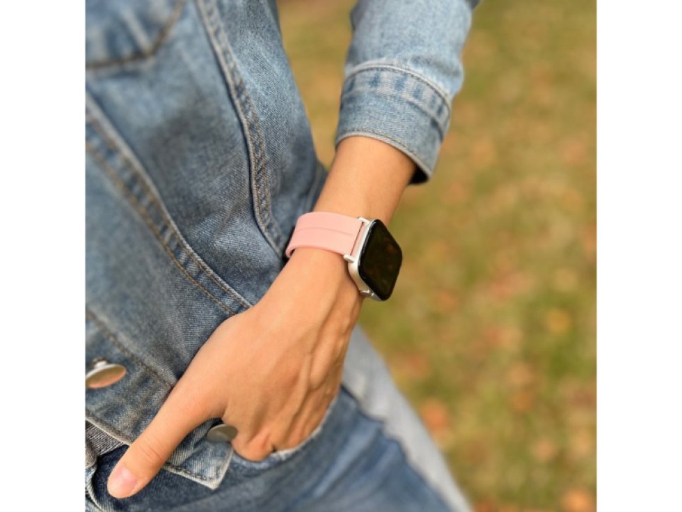 Jednobarevný řemínek s přezkou pro chytré hodinky - Pink