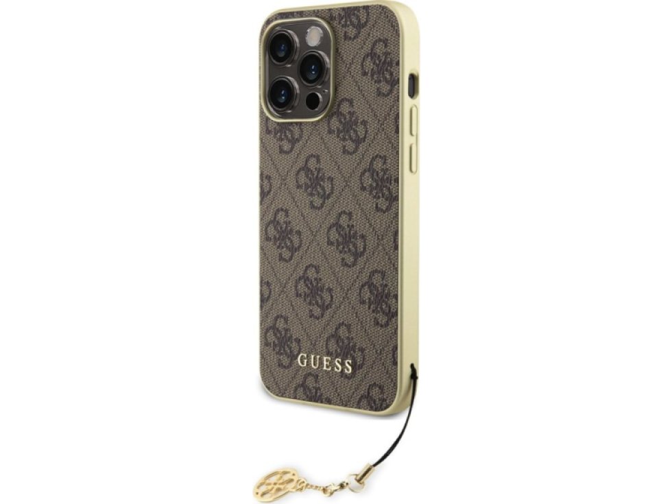 Ochranný kryt na iPhone 15 Pro MAX - Guess, 4G Charms Brown GUHCP15XGF4GBR
